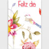 tarjeta feliz dia pajaro y flores m.a.